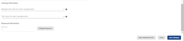 screenshot of coloring information