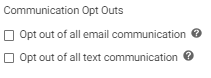 screenshot of communication opt outs options