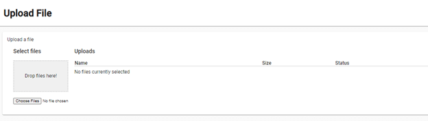 screenshot of upload file page