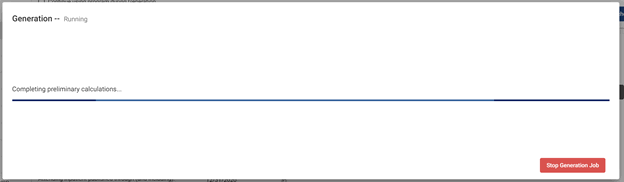 screenshot of generation status