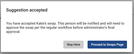 screenshot of suggestion accepted notification