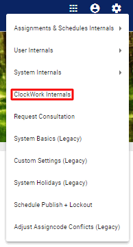 screenshot of clockwork internals option