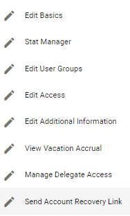 screenshot of selecting send account recovery link