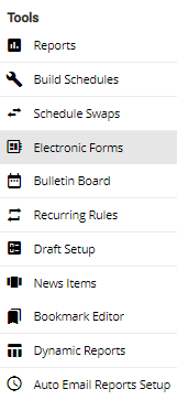 screenshot of selecting electronic forms option