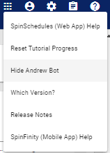 screenshot of selecting hide andrew bot