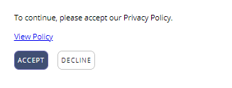 screenshot of privacy policy confirmation