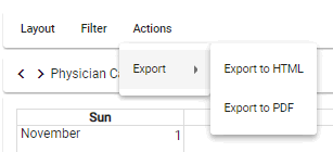 screenshot of export schedule options