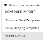 screenshot of import csv file option