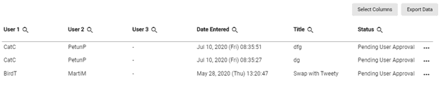 screenshot of schedule swaps