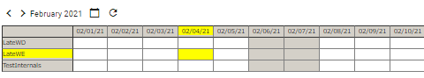 screenshot of grid schedule with highlighted cells