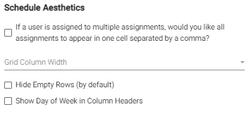 screenshot of schedule aesthetics