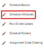 screenshot of schedule attributes option