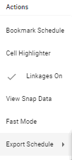 screenshot of selecting export schedule option