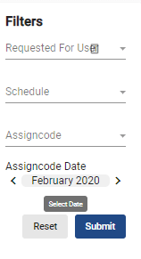 screenshot of assigncode date filter