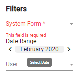 screenshot of date range filter