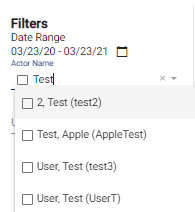 screenshot of filtering by actor