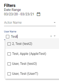 screenshot of filtering by user