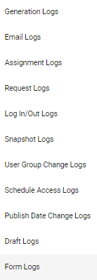screenshot of selecting the form logs option