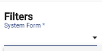 screenshot of system form filter