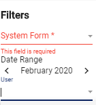 screenshot of user filter