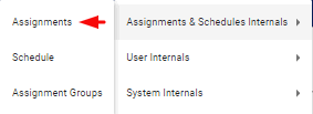 screenshot of assignments option