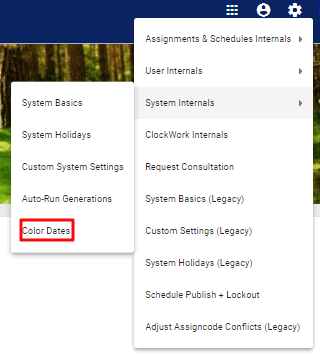 screenshot of color dates option