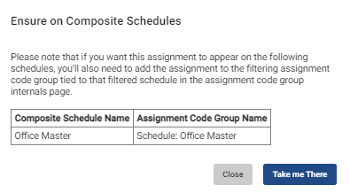 screenshot of ensure on composite schedules pop-up