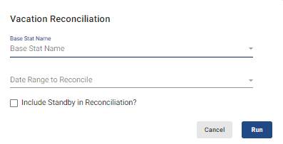 screenshot of vacation reconciliation window