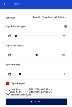screenshot of sync settings