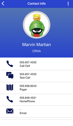 screenshot of contact info